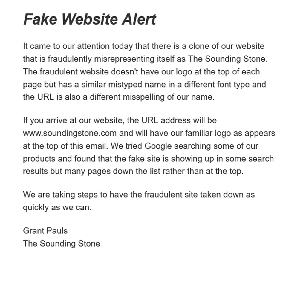 Fake Website Alert