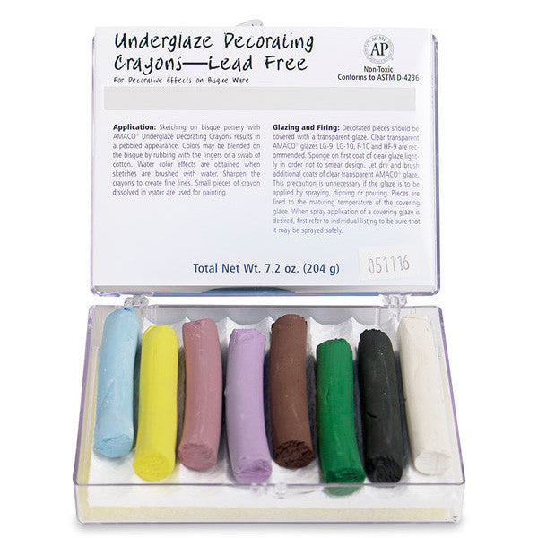 Amaco Non-Toxic Underglaze Decorating Crayon Set - B, Assorted Color, Set of 8